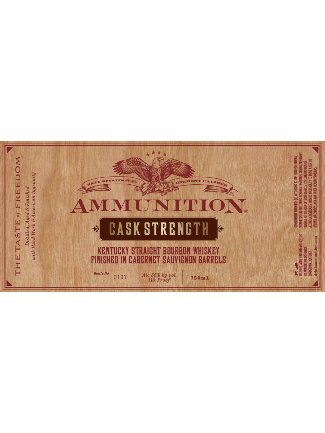 Ammunition Cask Strength Cabernet Sauvignon Barrels Kentucky Straight Bourbon Whiskey 750ml