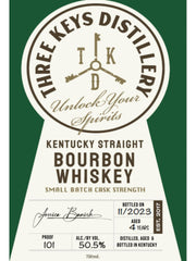 Three Keys Distillery 4 Years Aged Small Batch Cask Strength Kentucky Straight Bourbon Whiskey 750ml