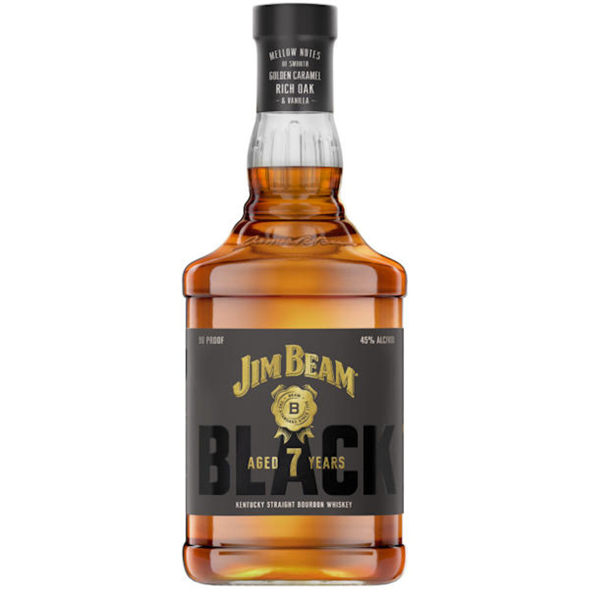 Jim Beam Straight Bourbon Black 7 Yr 90 W/ 2 Smokey Rock Glasses 750ml