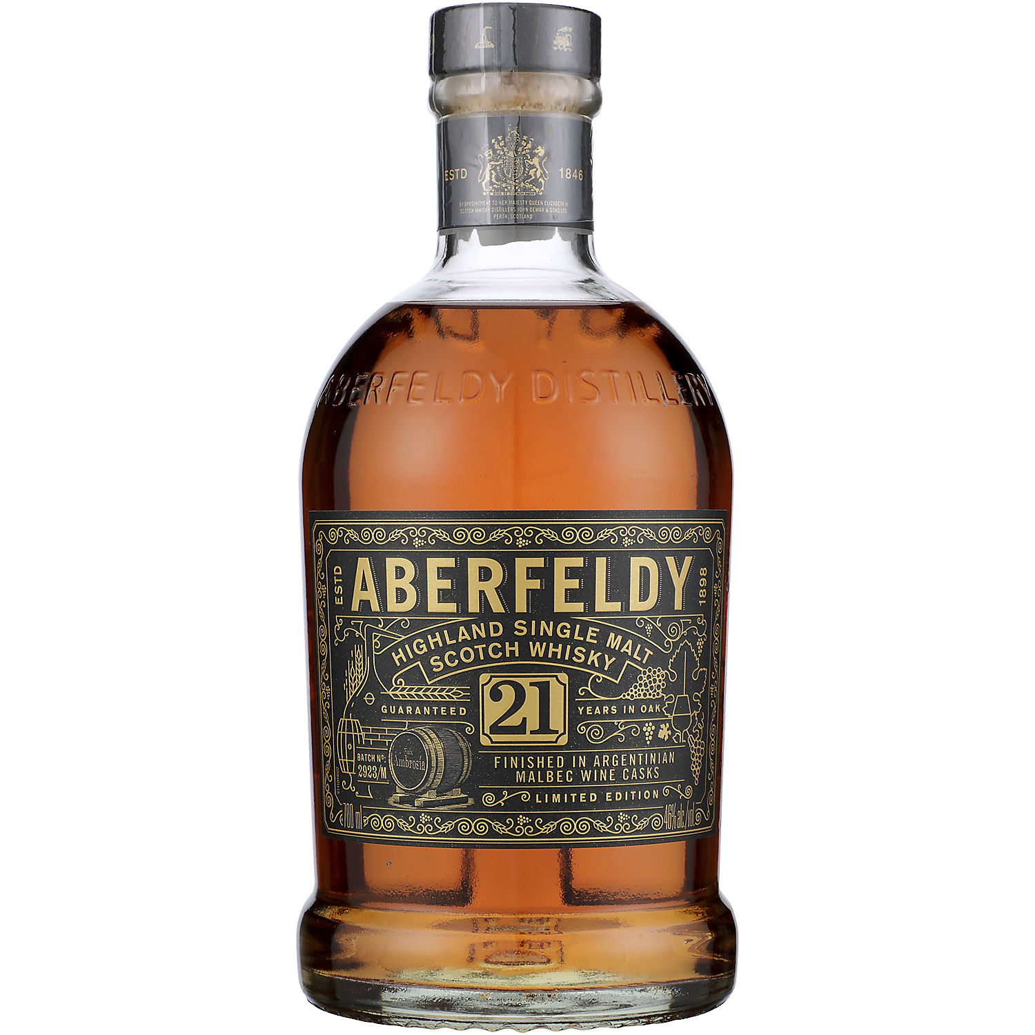 Aberfeldy Single Malt Scotch Finished In Argentinian Malbec Wine Cask 21 Yr 92 700ml