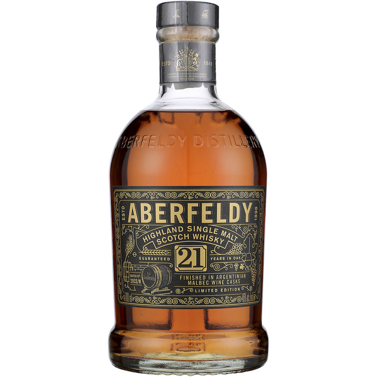 Aberfeldy Single Malt Scotch Finished In Argentinian Malbec Wine Cask 21 Yr 92 700ml