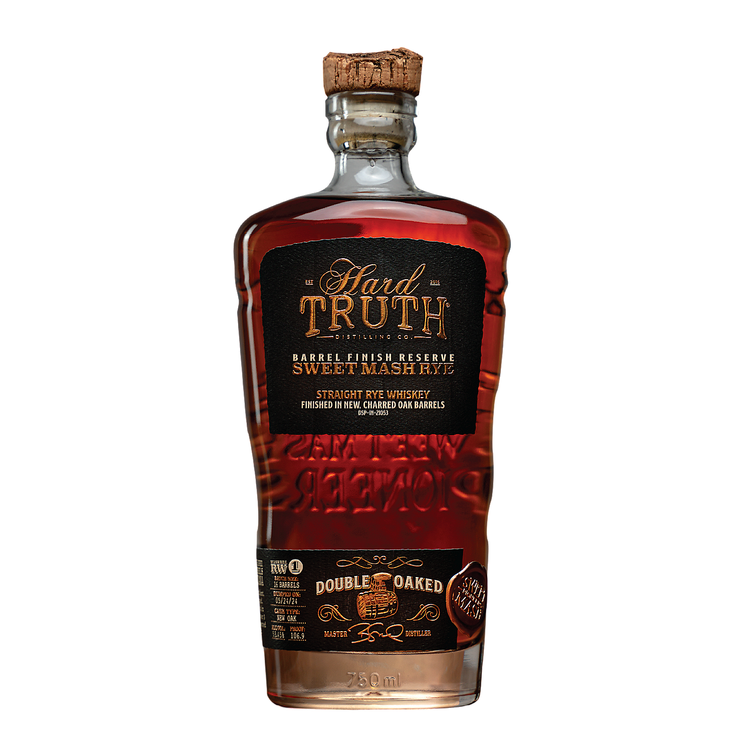 Hard Truth Straight Rye Whiskey Sweet Mash Barrel Finish Reserve Double Oaked 106.9 750ml