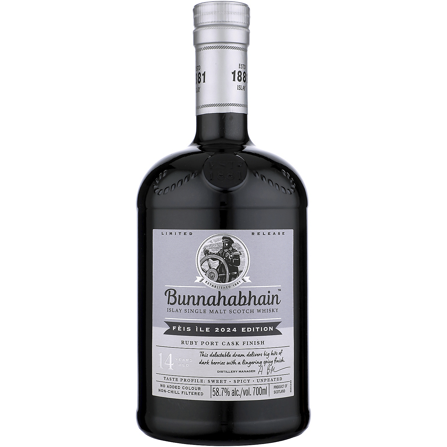 Bunnahabhain Single Malt Scotch Feis Ile 2024 Edition Ruby Port Cask Finish 14 Yr 117.4 700ml