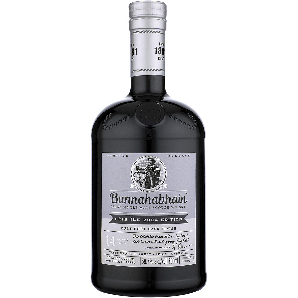 Bunnahabhain Single Malt Scotch Feis Ile 2024 Edition Ruby Port Cask Finish 14 Yr 117.4 700ml