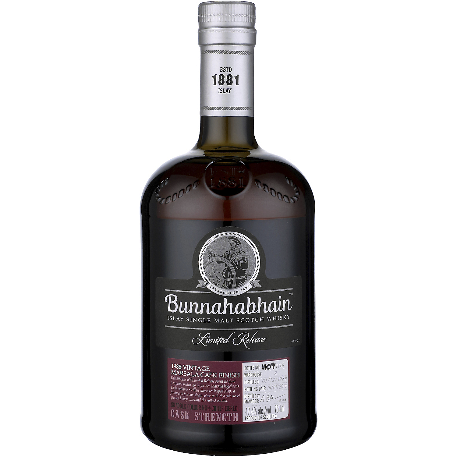 Bunnahabhain Single Malt Scotch 1988 Vintage Marsala Cask Finish Limited Release 94.8 750ml